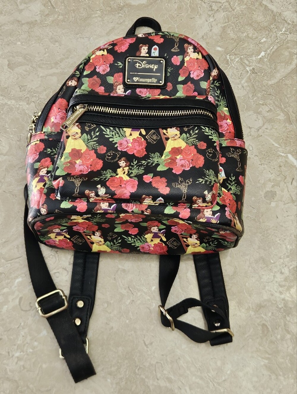 Disney Loungefly 2018 Beauty & The Beast Belle Roses Black Mini Backpack